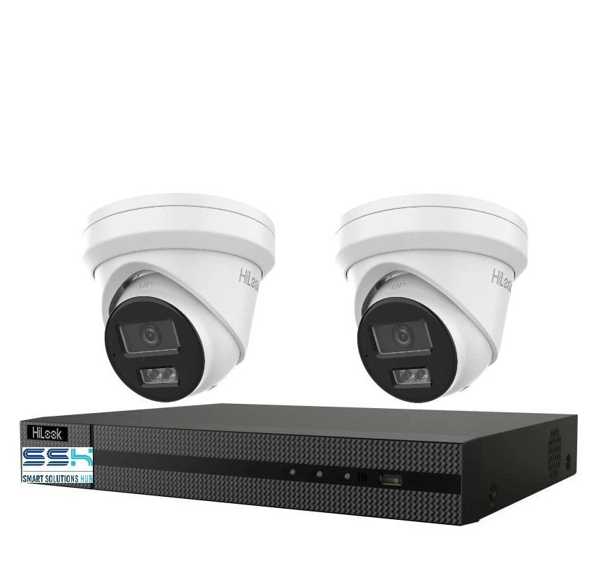 Hikvision HiLook 6MP IntelliSense 4CH CCTV Kit: 2 x IP Turret Cameras + 4CH NVR)