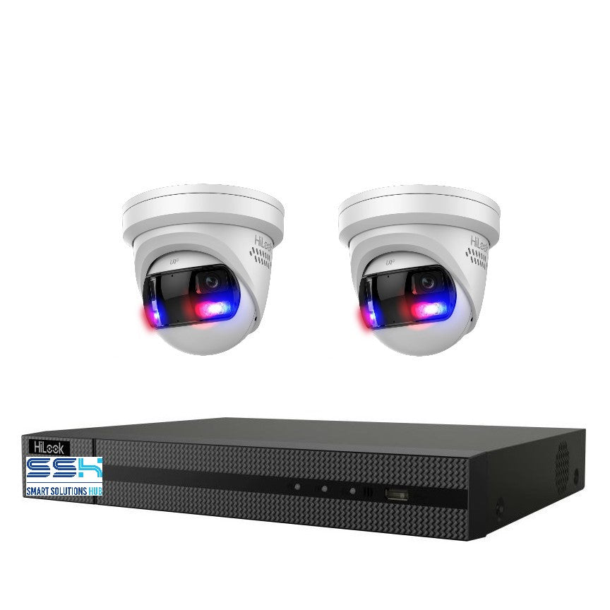Hikvision HiLook Pro Panoramic 4CH CCTV Kit: 2 x Pro IPC-T289PH-MU/SL + 4CH NVR