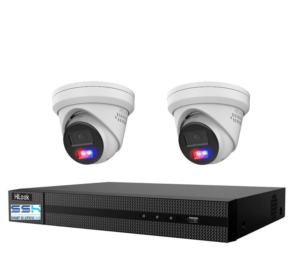 HiLook All-in-One Active Colour Deterrence 4CH CCTV Kit: 2 x IP Active Colour Camera+ 4CH NVR