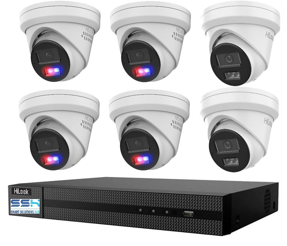 Hikvision Hilook 6MP 4 x T269, 2 x T361 6 Camera Kit - All in one Camera Active Colour Deterrence