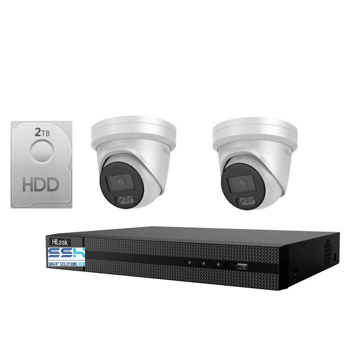 HiLook Hi Color Pro 6MP 4CH CCTV Kit: 2 x IP Hi Color Camera + 4CH NVR