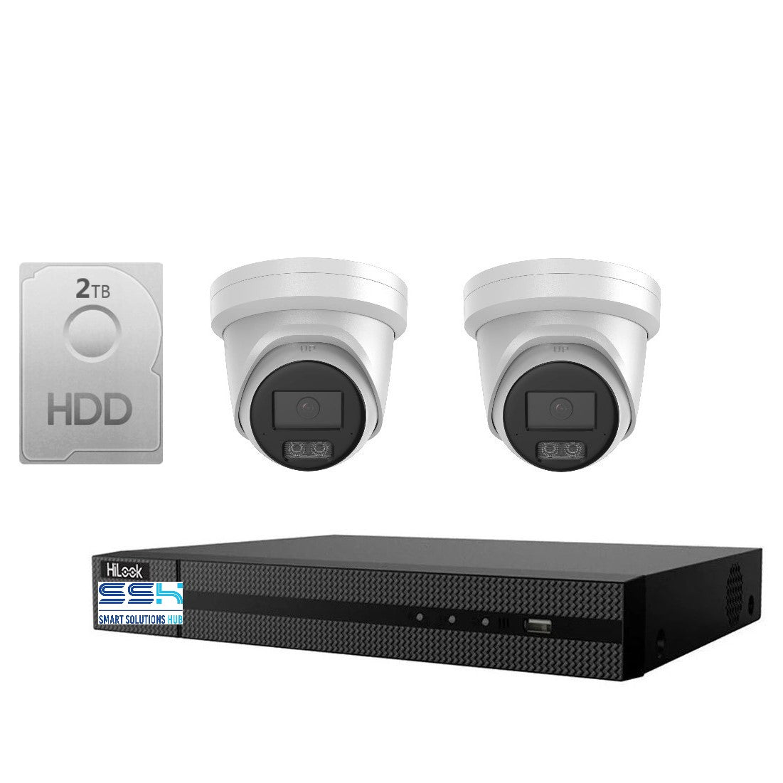 HiLook Hi Color Pro 8MP 4K 4CH CCTV Kit: 2 x IP Hi Color Camera + 4CH NVR