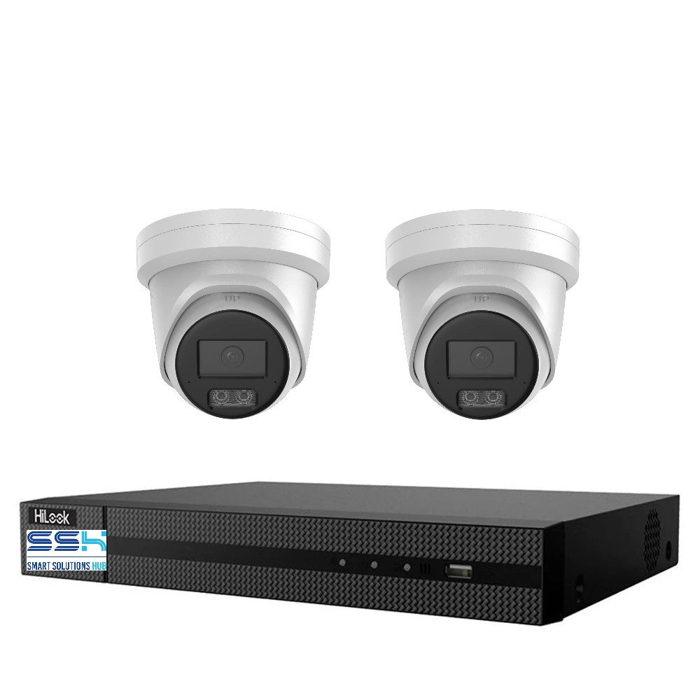 HiLook Hi Color Pro 8MP 4K 4CH CCTV Kit: 2 x IP Hi Color Camera + 4CH NVR