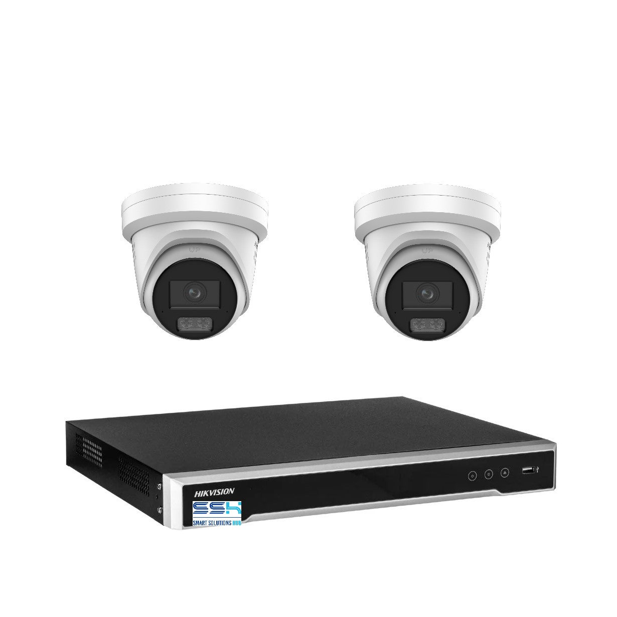 Hikvision 8MP 4K AI Smart Hybrid Light ColorVu 4CH CCTV kit 2 Camera Siren Strobe+4CH NVR