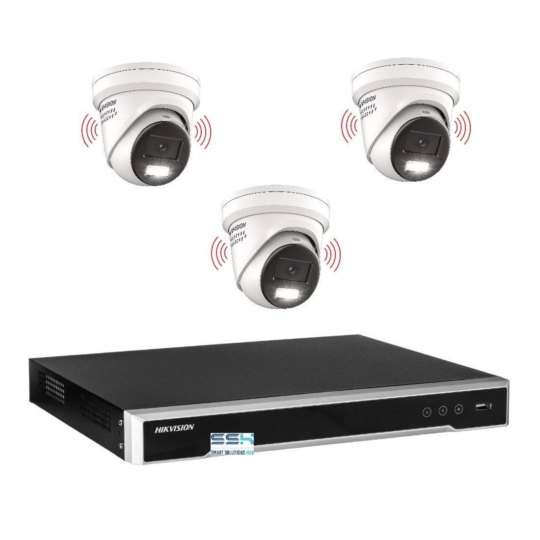 Hikvision 6MP AcuSense 4CH CCTV kit 3 Network Camera with Siren Strobe+4CH NVR