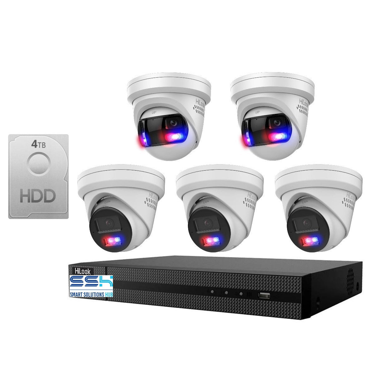 Hikvision HiLook Pro Panoramic 8CH CCTV Kit: 5 x Pro IP Turret Cameras + 8CH NVR