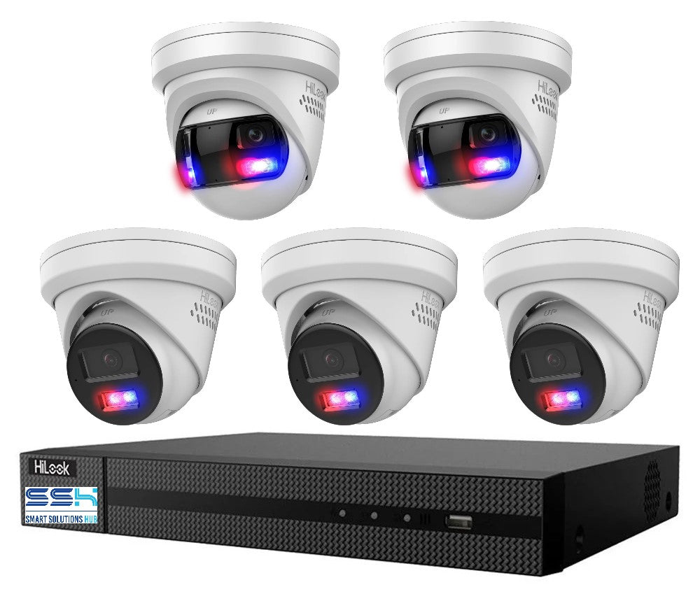 Hikvision HiLook Pro Panoramic 8CH CCTV Kit: 5 x Pro IP Turret Cameras + 8CH NVR