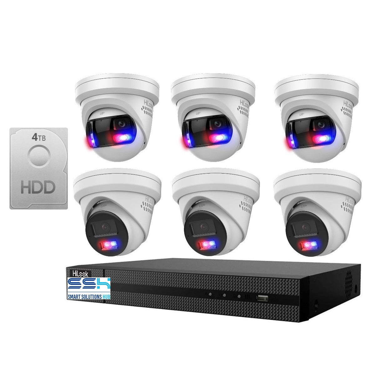Hikvision HiLook Pro Panoramic 8CH CCTV Kit: 6 x Pro IP Turret Cameras + 8CH NVR