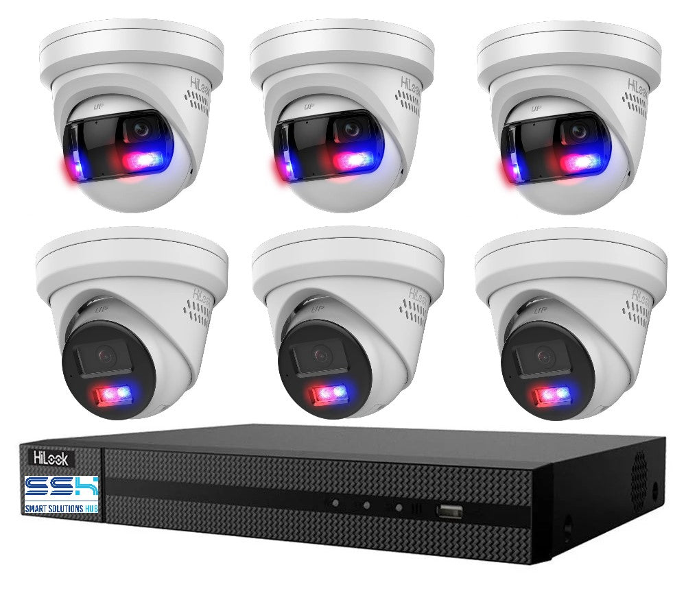 Hikvision HiLook Pro Panoramic 8CH CCTV Kit: 6 x Pro IP Turret Cameras + 8CH NVR
