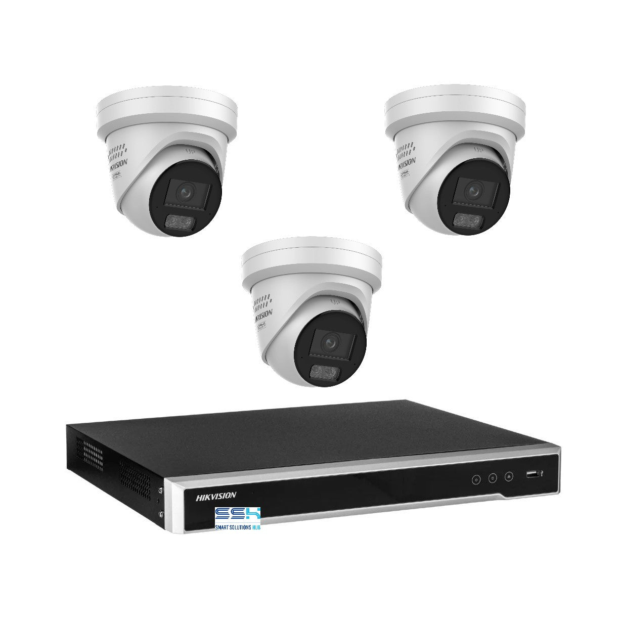 Hikvision 6MP AI Smart Hybrid Light ColorVu 4CH CCTV kit 3 Camera Siren Strobe+4CH NVR
