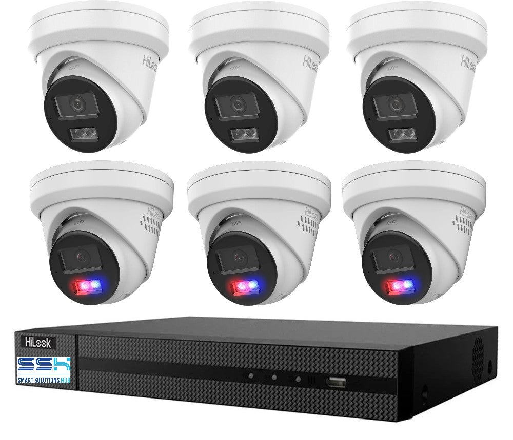 Hikvision Hilook 6MP 3 x T269, 3 x T361 6 Camera Kit - All in one Camera Active Colour Deterrence