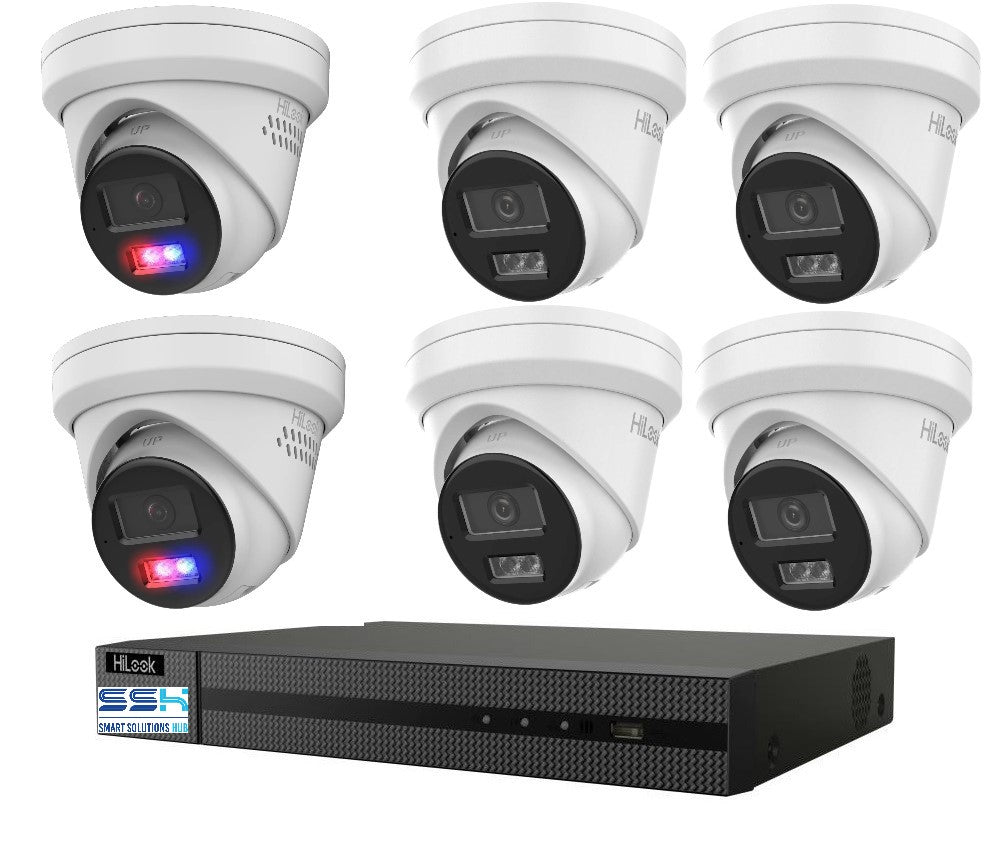 Hikvision Hilook 6MP 2 x T269, 4 x T361 6 Camera Kit - All in one Camera Active Colour Deterrence