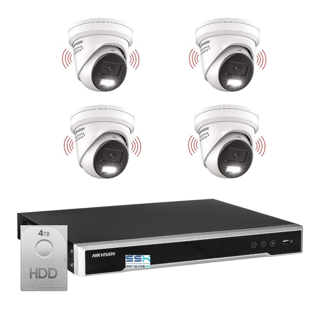 Hikvision 6MP AcuSense 8CH CCTV kit 4 Network Camera with Siren Strobe+8CH NVR