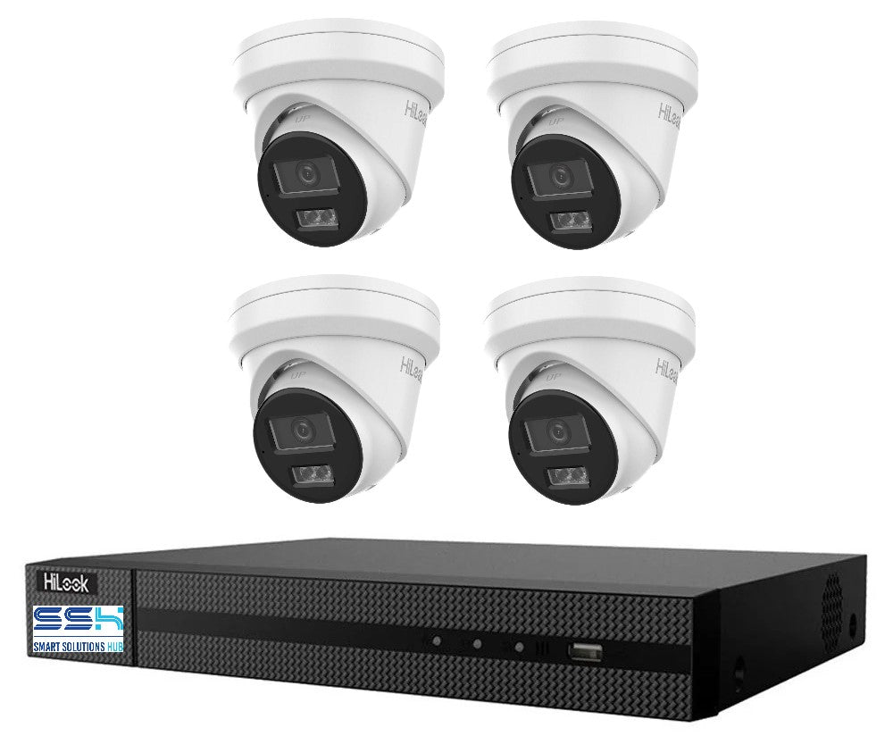 Hikvision HiLook 6MP IntelliSense 4CH CCTV Kit: 4 x IP Turret Cameras + 4CH NVR