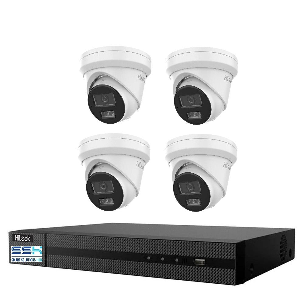 Hikvision HiLook 6MP IntelliSense 8CH CCTV Kit: 4 x IP Turret Cameras + 8CH NVR