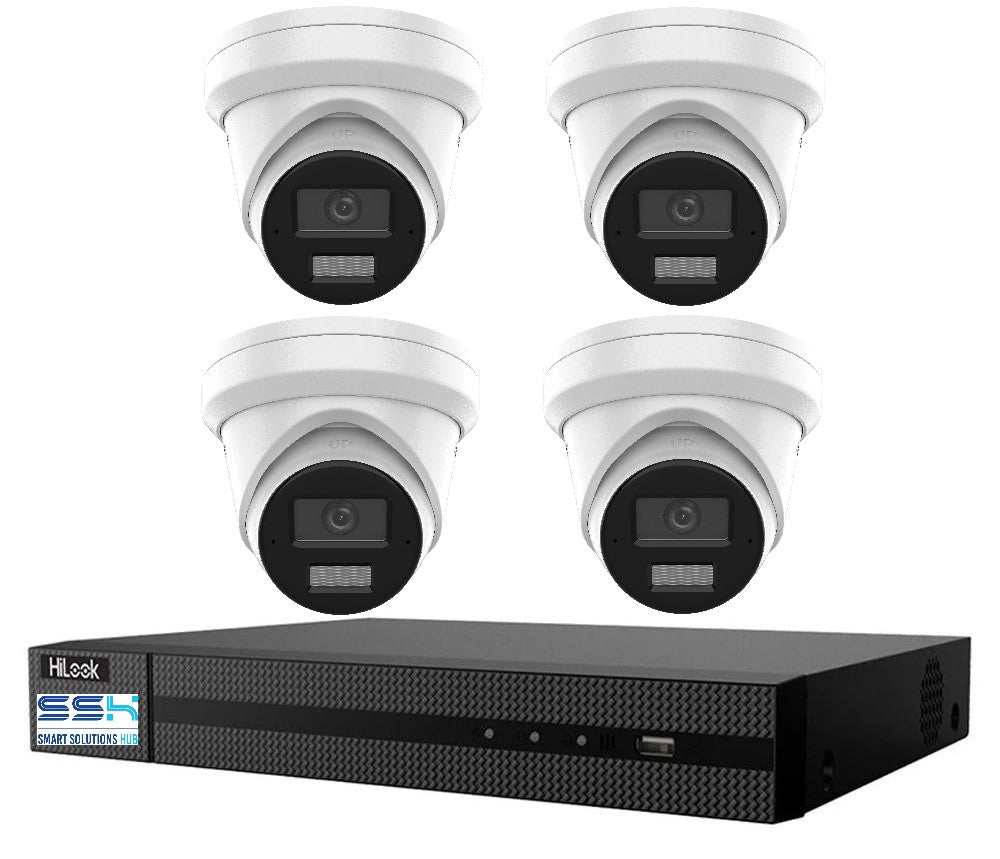 Hikvision HiLook 8MP 4K IntelliSense 8CH CCTV Kit: 4 x IP Turret Cameras + 8CH NVR
