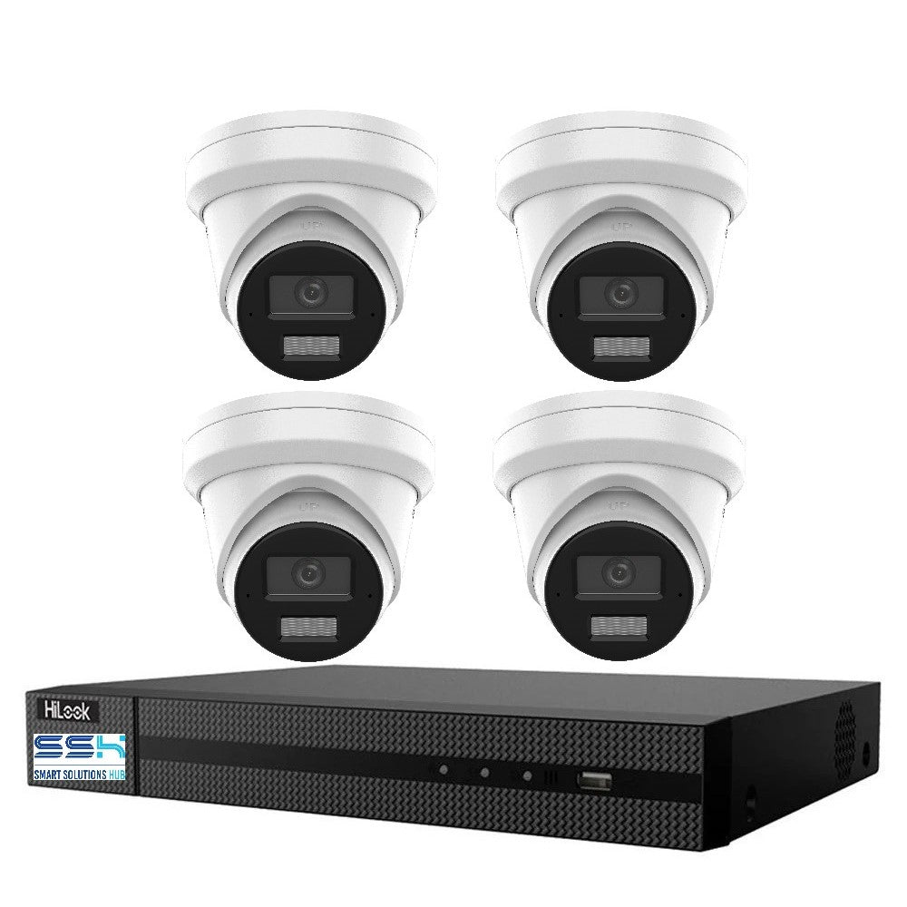 Hikvision HiLook 8MP 4K IntelliSense 8CH CCTV Kit: 4 x IP Turret Cameras + 8CH NVR