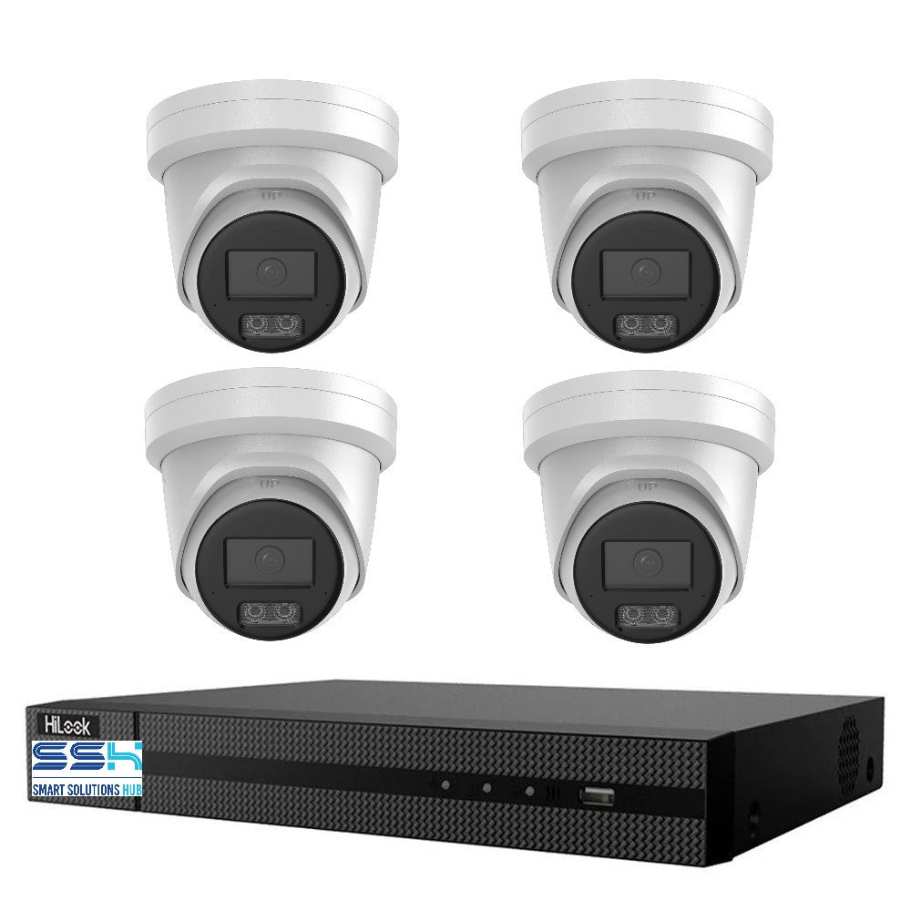 HiLook Hi Color Pro 8MP 4K 4CH CCTV Kit: 4 x IP Hi Color Camera + 4CH NVR