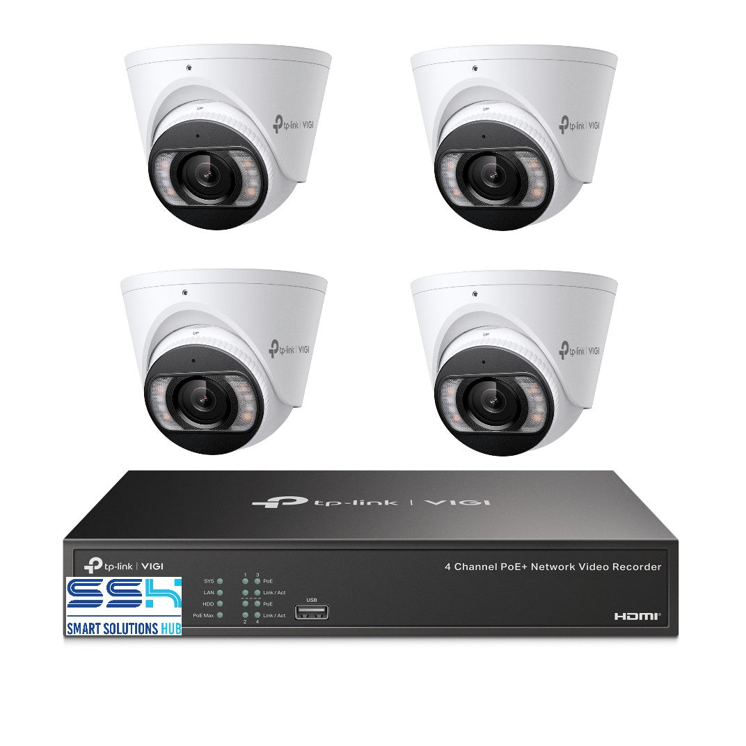 Tp-Link 8MP 4CH CCTV Kit: 4 x IP Turret Cameras (Full-Colour Speaker, Mic, Light) + 4CH NVR