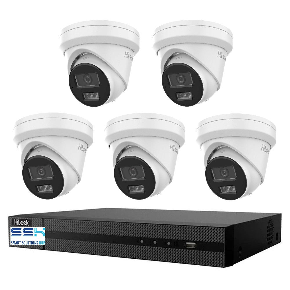 Hikvision HiLook 6MP IntelliSense 8CH CCTV Kit: 5 x IP Turret Cameras + 8CH NVR