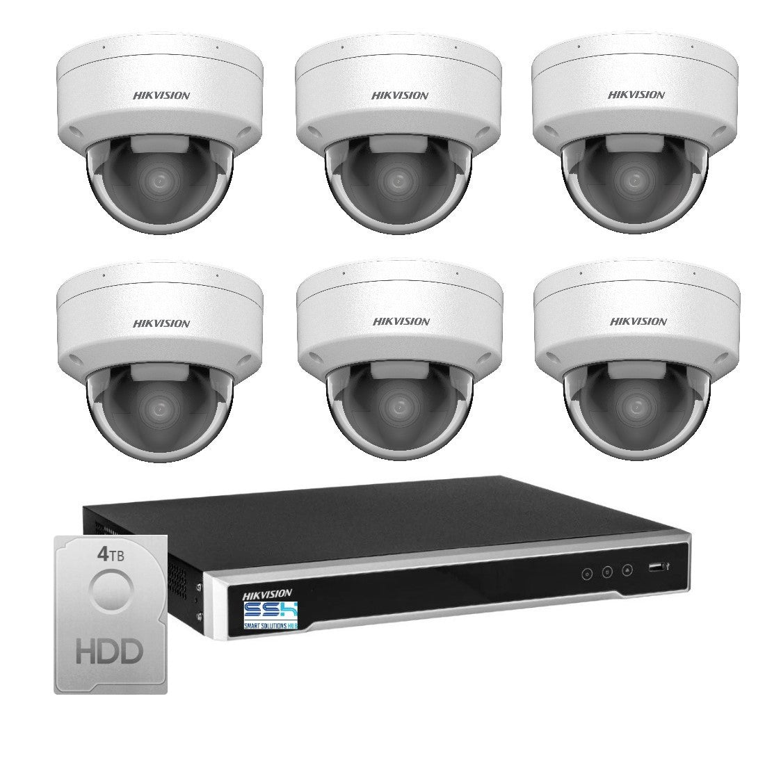 Hikvision 6MP AcuSense 8CH CCTV kit 6 Network Dome Camera+8CH NVR
