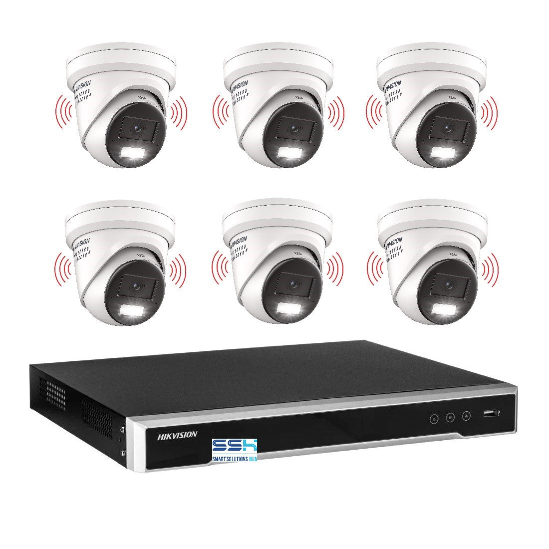 Hikvision 6MP AcuSense 8CH CCTV kit 6 Network Camera with Siren Strobe+8CH NVR