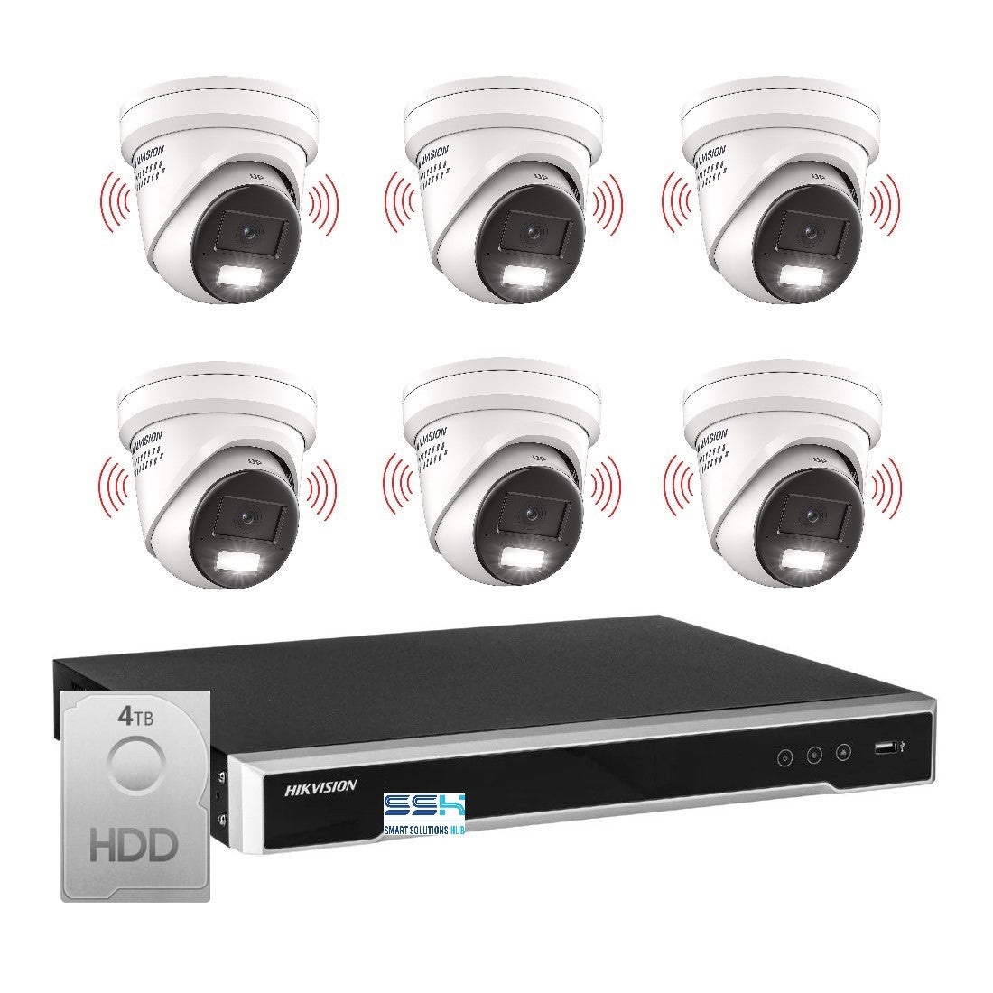 Hikvision 6MP AcuSense 8CH CCTV kit 6 Network Camera with Siren Strobe+8CH NVR