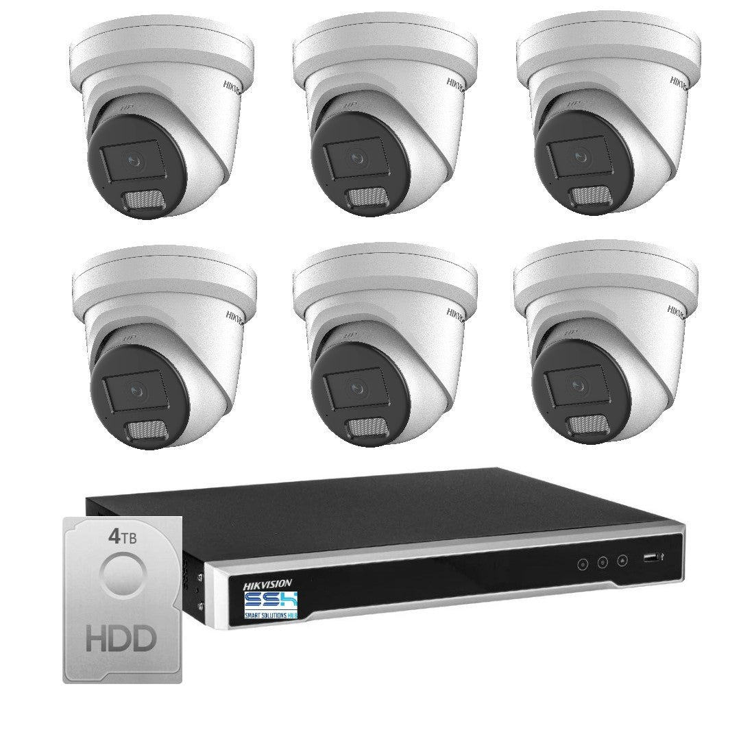 Hikvision 6MP AcuSense 8CH CCTV kit 6 Network Turret Camera+8CH NVR