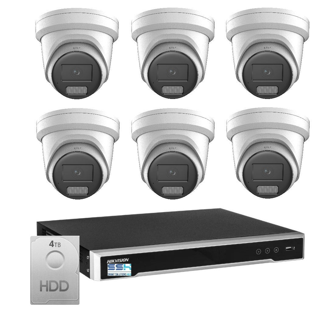 Hikvision 8MP 4K AcuSense 8CH CCTV kit 6 Network Turret Camera+8CH NVR