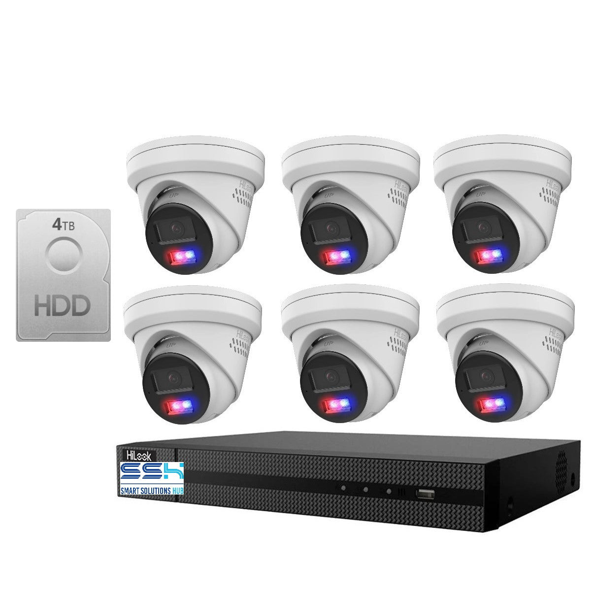 HiLook 4K 8MP All-in-One Active Colour Deterrence 8CH CCTV Kit: 6 x IP Active Colour Camera + 8CH NVR