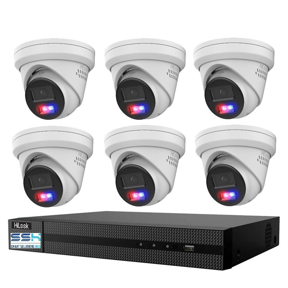 HiLook 4K 8MP All-in-One Active Colour Deterrence 8CH CCTV Kit: 6 x IP Active Colour Camera+ 8CH NVR