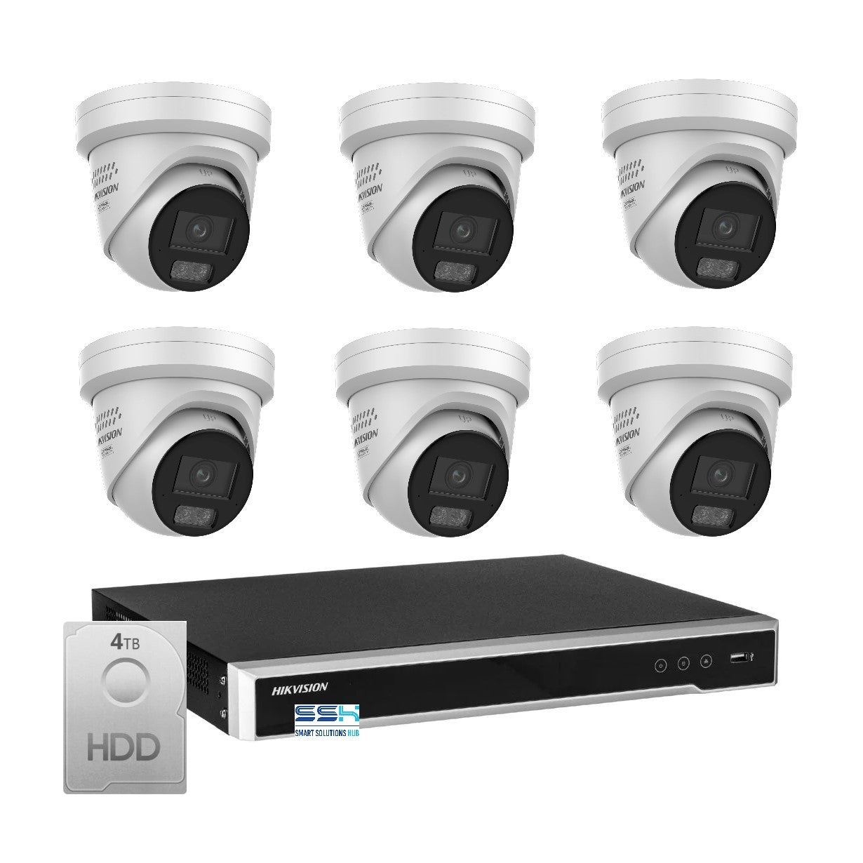 Hikvision 6MP AI Smart Hybrid Light ColorVu 8CH CCTV kit 6 Camera Siren Strobe+8CH NVR