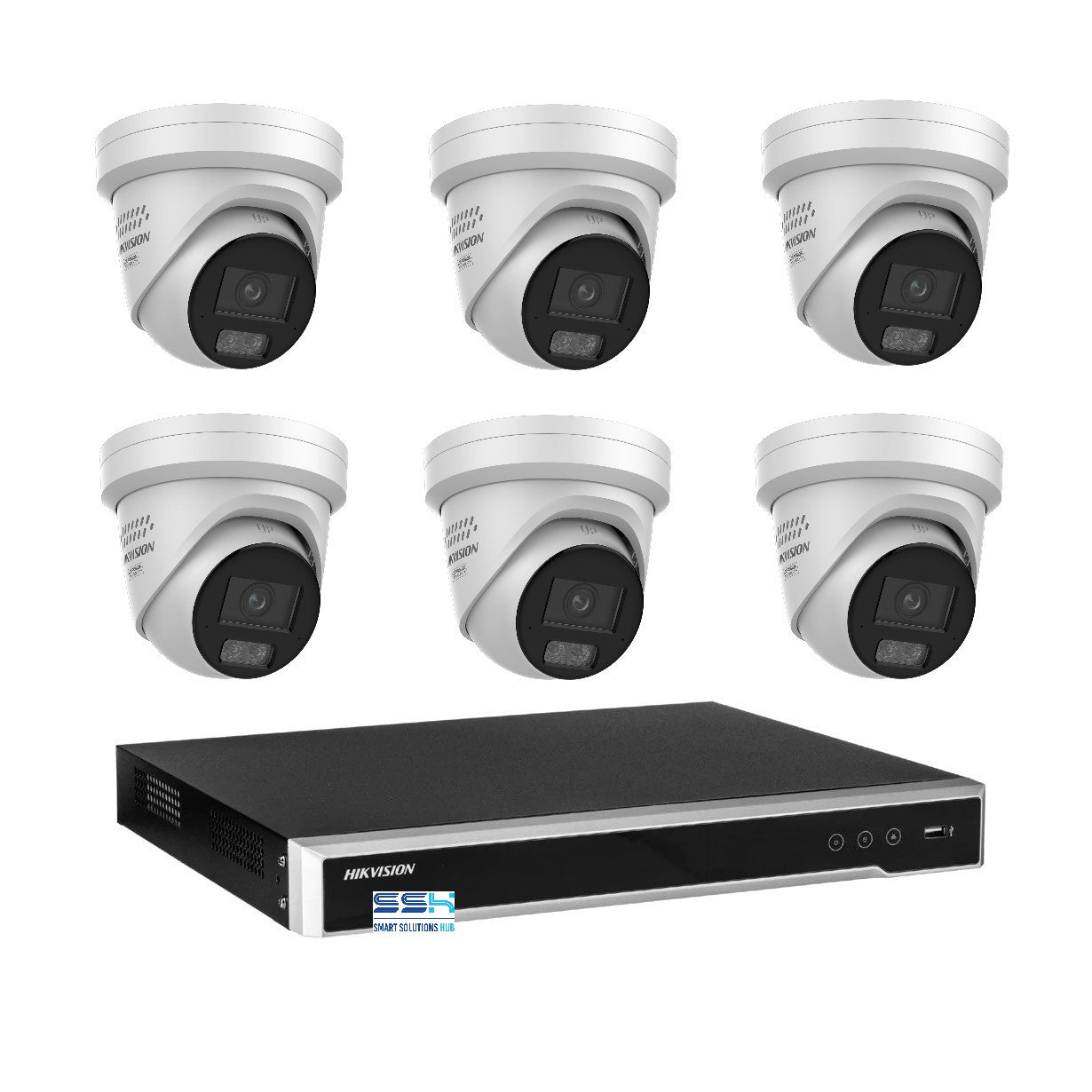 Hikvision 6MP AI Smart Hybrid Light ColorVu 8CH CCTV kit 6 Camera Siren Strobe+8CH NVR