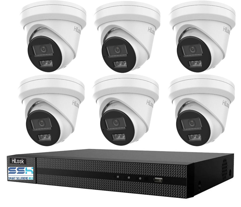 Hikvision HiLook 6MP IntelliSense 8CH CCTV Kit: 6 x IP Turret Cameras + 8CH NVR