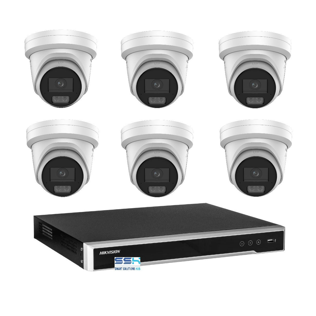 Hikvision 8MP 8K AI Smart Hybrid Light ColorVu 8CH CCTV kit 6 Camera Siren Strobe+8CH NVR