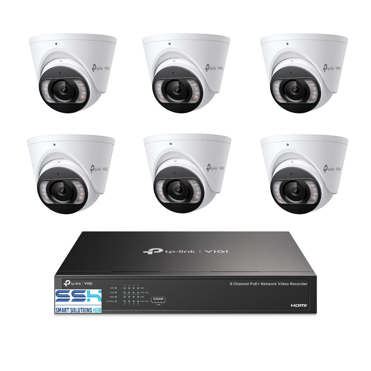 Tp-Link 8MP 8CH CCTV Kit: 6 x IP Turret Cameras (Full-Colour Speaker / Mic / Light) + 8CH NVR