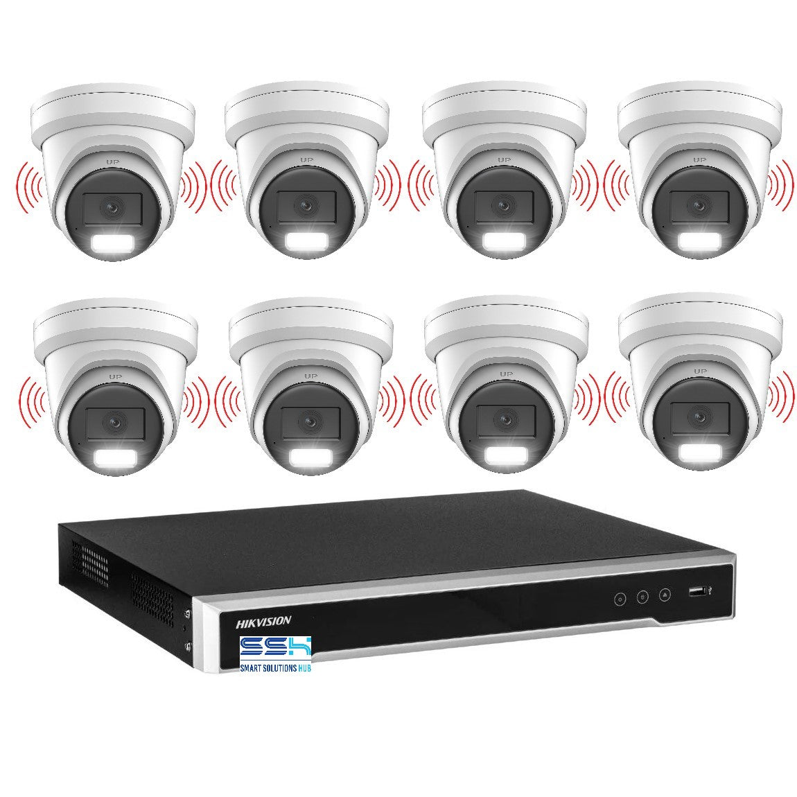 Hikvision 8MP 4K AcuSense 16CH CCTV kit 8 Network Camera with Siren Strobe+16CH NVR