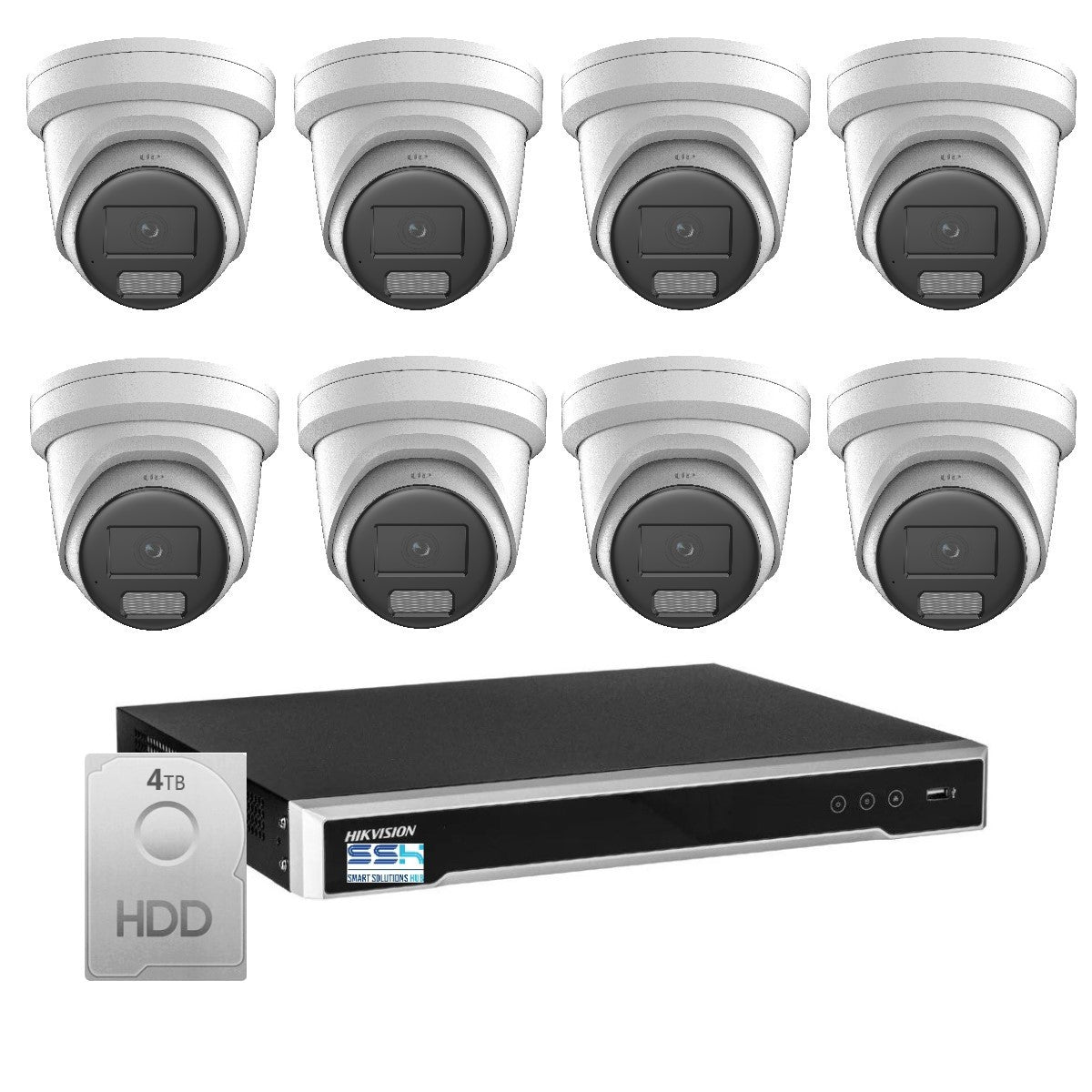 Hikvision 8MP 4K AcuSense 8CH CCTV kit 8 Network Turret Camera+16CH NVR