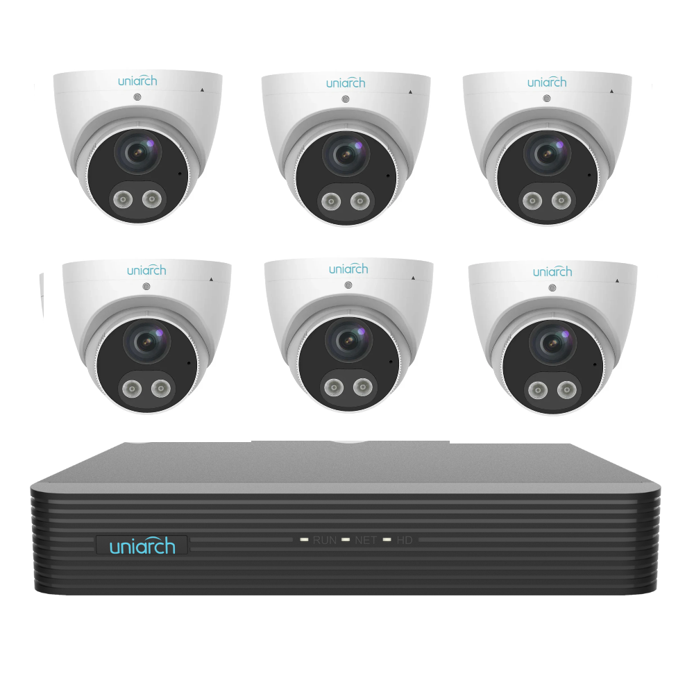Uniarch 8MP HD Inteligent 8Ch Kit, Pro Series 4K NVR-108X-P6, Full Color, Audio and Light
