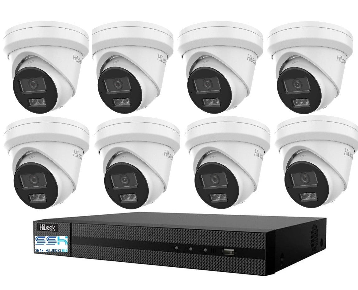 Hikvision HiLook 6MP IntelliSense 8CH CCTV Kit: 8 x IP Turret Cameras + 8CH NVR