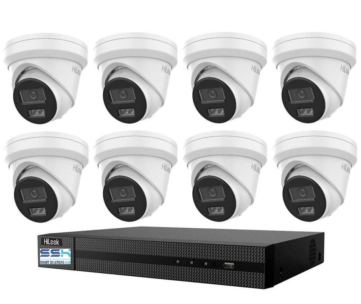 Hikvision HiLook 6MP IntelliSense 16CH CCTV Kit: 8 x IP Turret Cameras + 16CH NVR