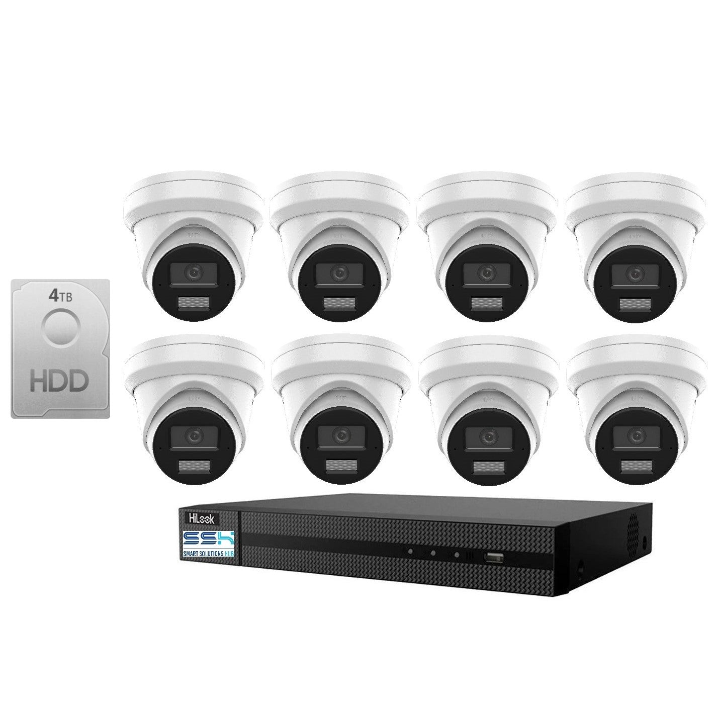 Hikvision HiLook 8MP 4K IntelliSense 8CH CCTV Kit: 8 x IP Turret Cameras + 8CH NVR