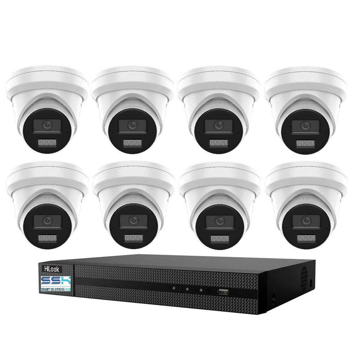 Hikvision HiLook 8MP 4K IntelliSense 16CH CCTV Kit: 8 x IP Turret Cameras + 16CH NVR