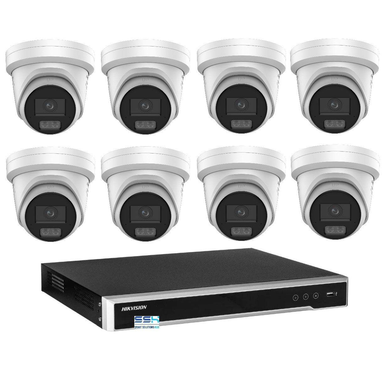 Hikvision 8MP 8K AI Smart Hybrid Light ColorVu 8CH CCTV kit 8 Camera Siren Strobe+8CH NVR