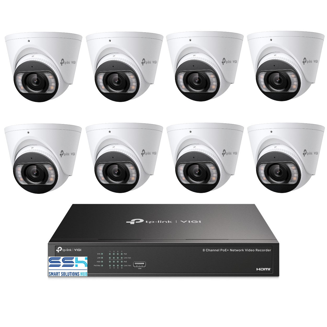 TP-Link 8MP 8CH CCTV Kit: 8 x IP Turret Cameras (Full-Colour Speaker, Mic, Light) + 8CH NVR