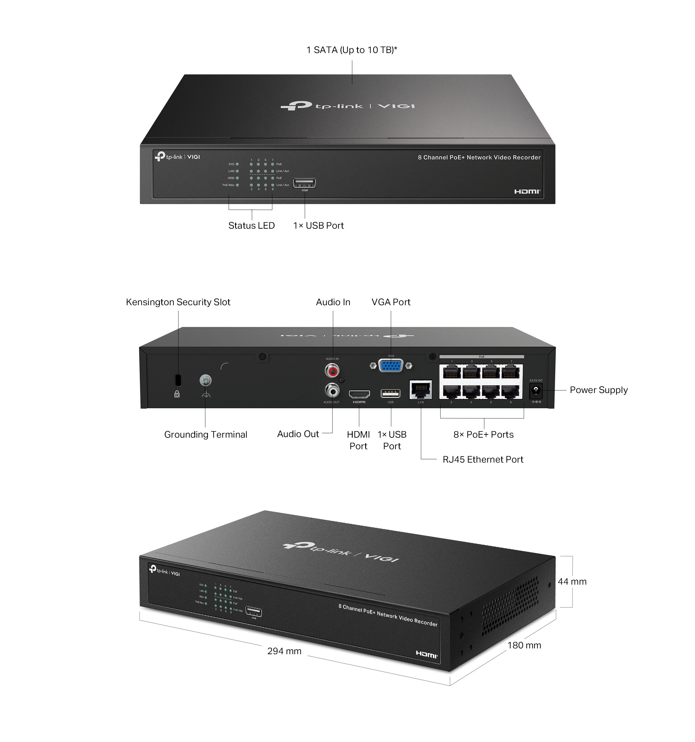 Tp-Link VIGI NVR1008H-8MP 8 Channel PoE Network Video Recorder