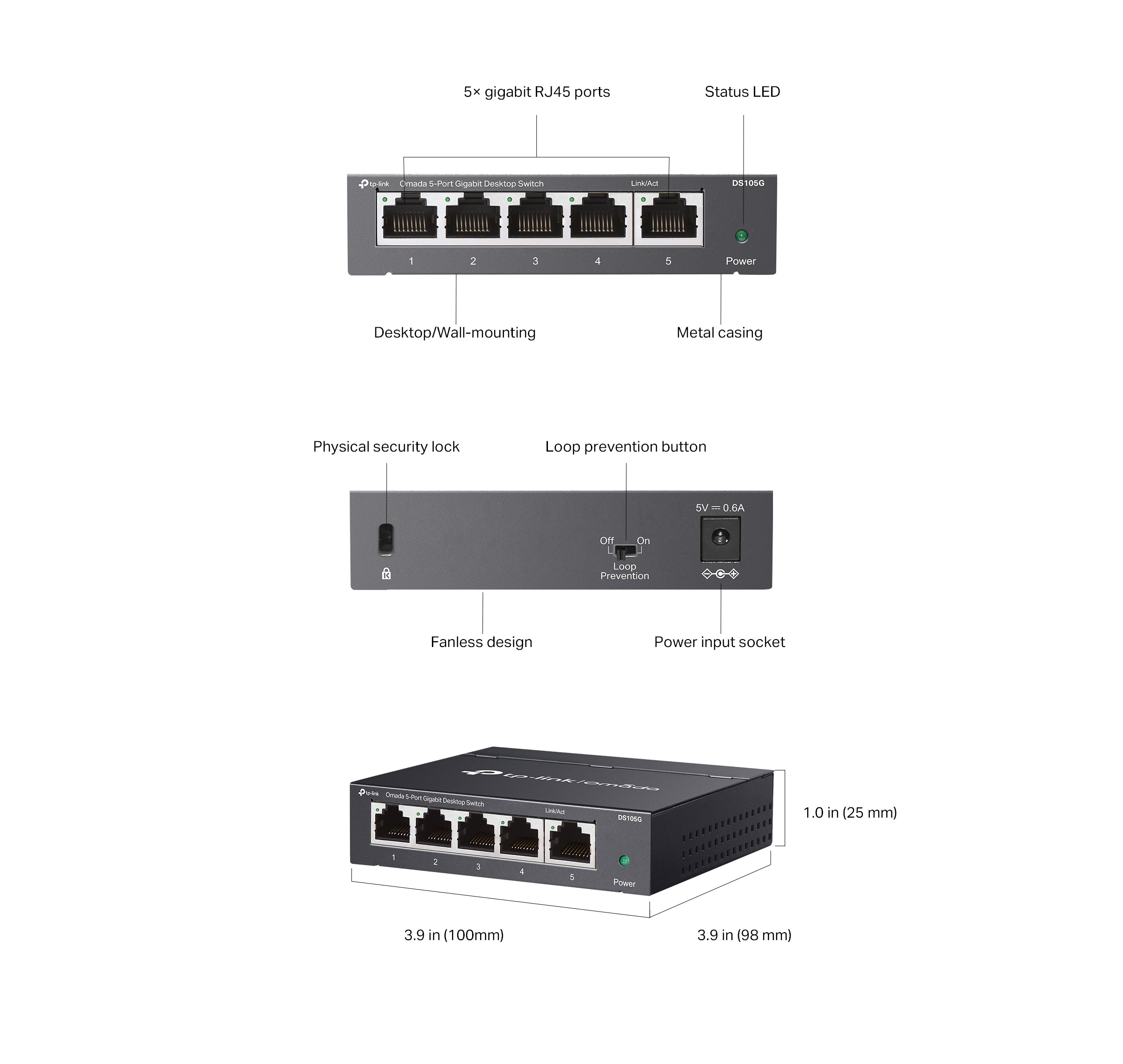 TP-Link Omada DS105G 5-Port Gigabit Desktop Switch