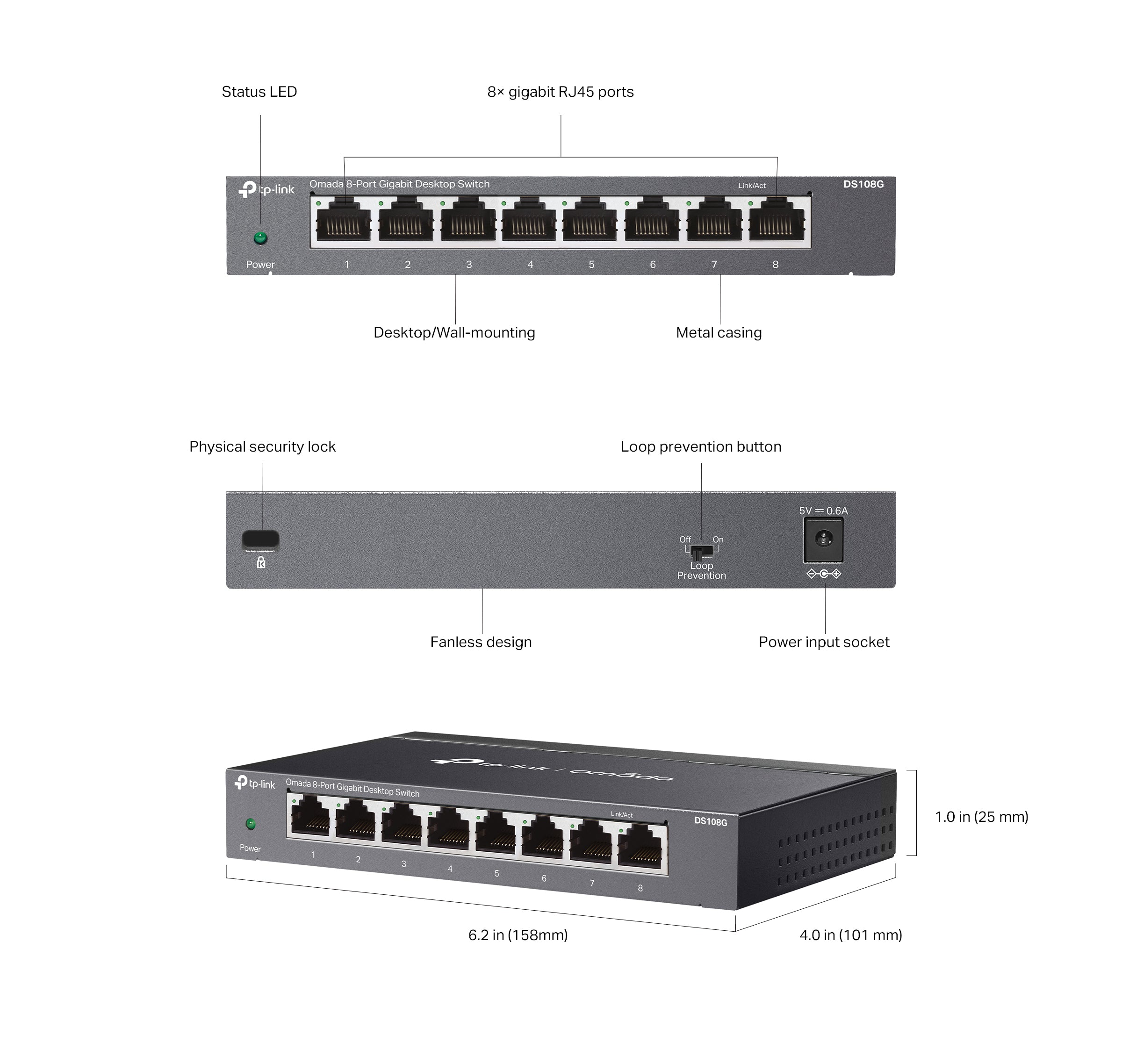 TP-Link Omada DS108G 8-Port Gigabit Desktop Switch