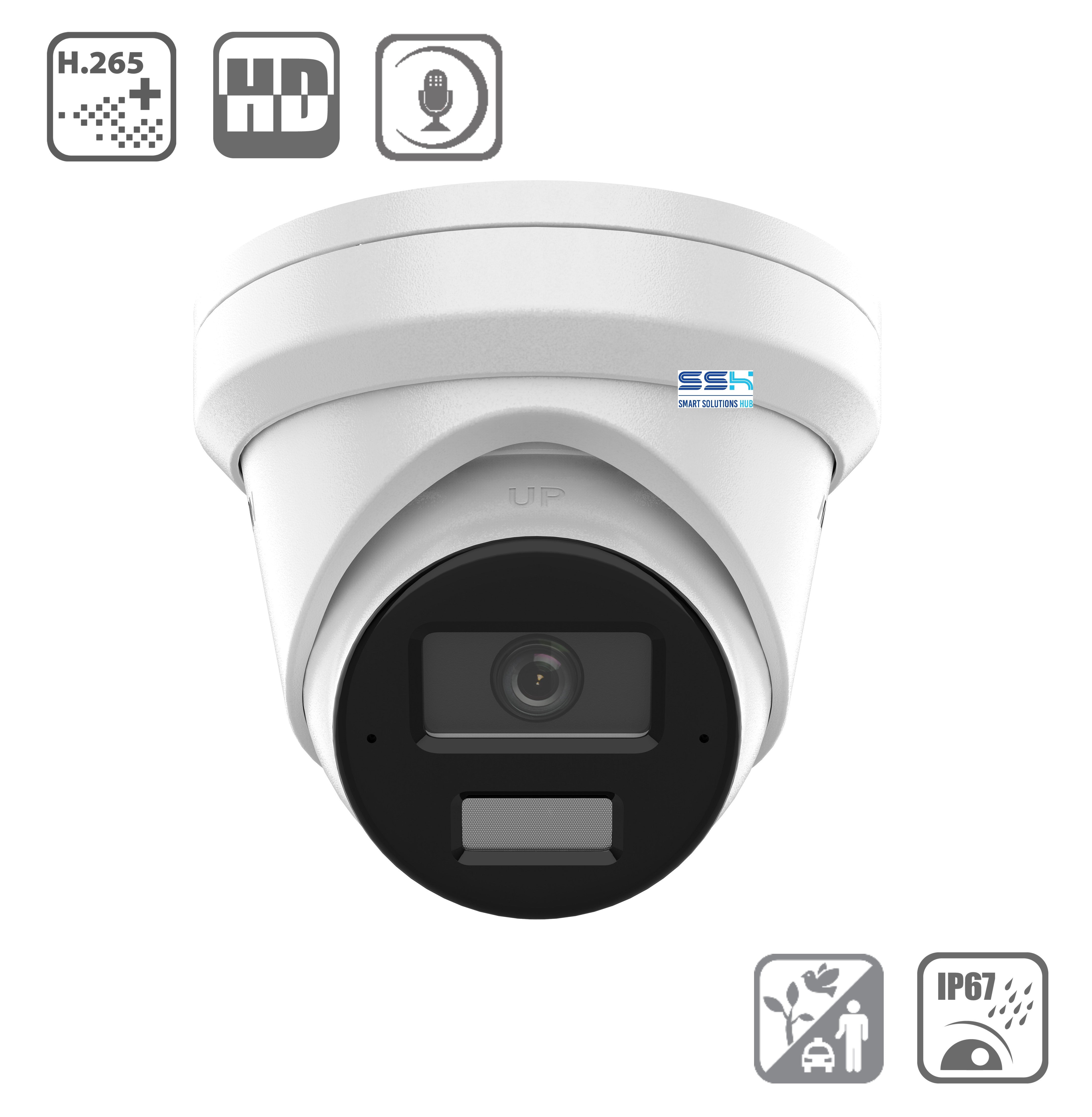 Hikvision HiLook 6MP IPC-T361H-MU#AUS IntelliSense Turret IP Camera with Built in Mic white
