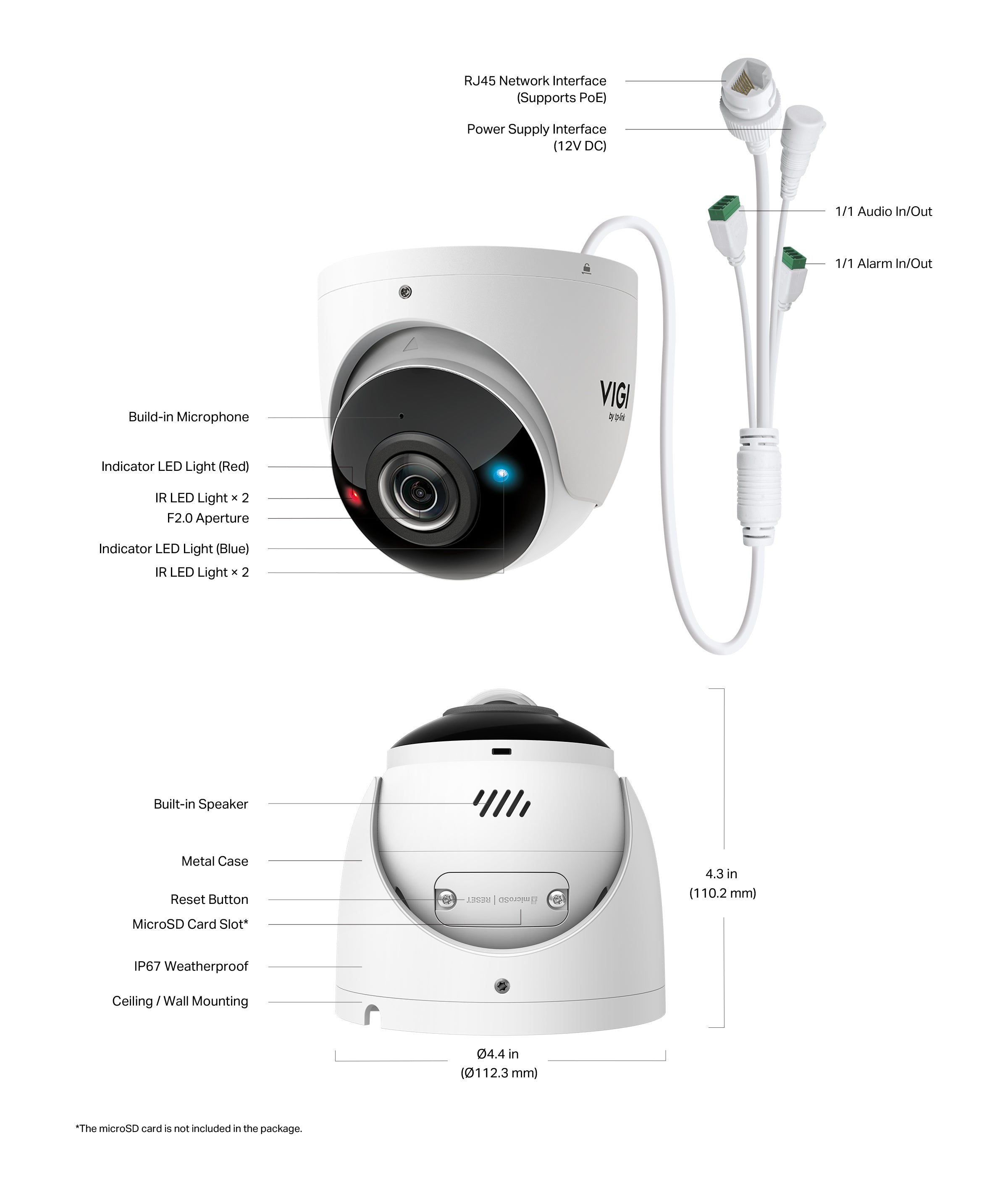 TP-Link VIGI InSight S485PI 8MP IR Panoramic Turret Network Camera